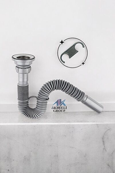 AKBELLİ GROUP Koruklu Lavabo Mutfak Ve Banyo Sifonu Lavabo Gider Borusu Sağla...