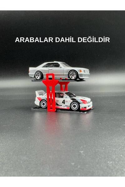 3D Atelier رافعة سيارة ديوراما بمقياس 1:64 - سيارتان - أحمر أسود