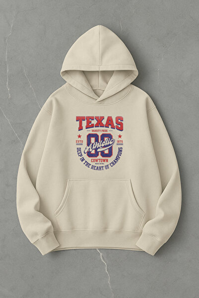 kwear Texas Oversize din bumbac cu imprimeu frontal unisex Swea tricou