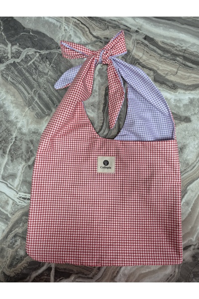 Calliopia Pinterest Kırmzı Lila Pötikareli Kurdele Detaylı Çanta