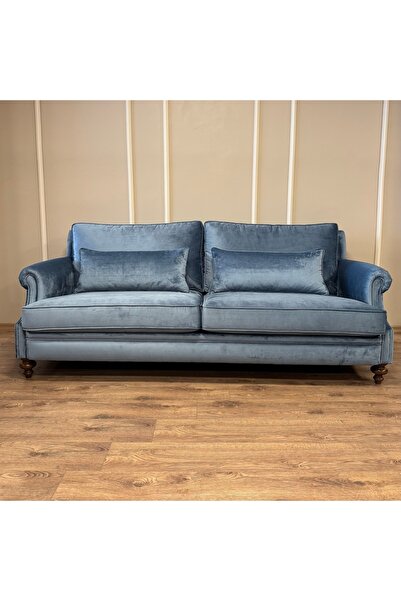 Hanel Mobilya BERNARD KANEPE MAVİ (ÜÇLÜ) İKİ MİNDERLİ