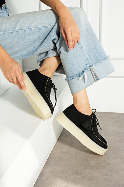 DESPİNA Oslo Women's Brown Suede Lace-Up Casual Shoes – Thick Sole Trend Model