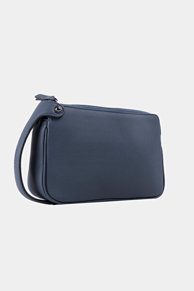Lysande 100% Genuine Leather Women's and Men's Hand and Portfolio Bag with Navy Blue Wrist Strap