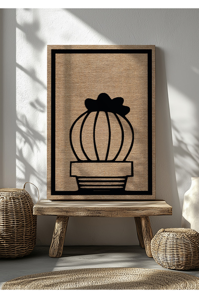 visdora Tablou decorativ din țesătură de iută, tăiat cu laser, cu motiv flora...