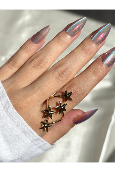 Eylülün Takısı Women's Gold Color Spiral Star Ring