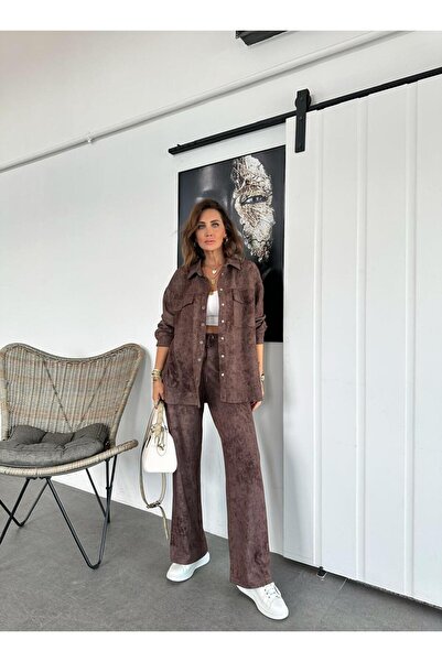 Zerrincan Giyim Kahve Batik Desen Gömlekli Takım