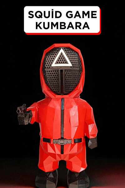 Genç 3D Squid Game Üçgen Simgeli Kumbara | 25 cm Dekoratif ve Fonksiyonel Par...