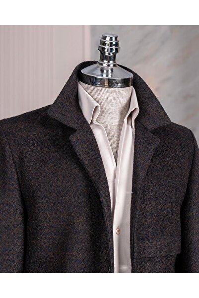 TerziAdemAltun Ανδρικό αθλητικό μονό μπουφάν σε ιταλικό στυλ slim fit, μπλε ναυτικό T13548