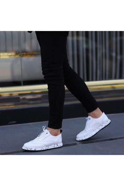 SailLakers - White Leather Lace-Up Men's Casual Shoes 101-1026-t01132