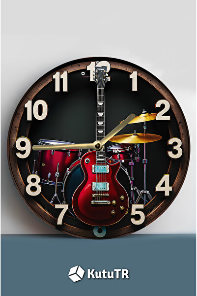 kutuTR Dekoratif MDF Duvar Saati Müzik Tutkunlarına Özel – 33x33 cm SDW417