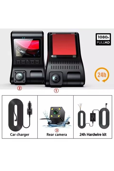 Pars PRS-A600 Siyah 2"1080p Araç içi 3 Kameralı Lcd Ekranlı Gece Görüşlü Araç Kamerası