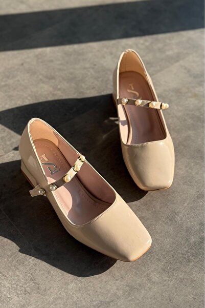 I Love Shoes Myrel λουστρίνι μπεζ με λεπτομέρεια μαργαριτάρι Mary Jane