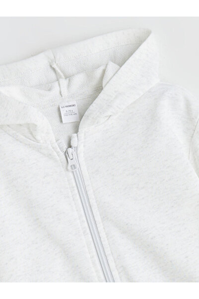 LC Waikiki Kapüşonlu Basic Uzun Kollu Erkek Çocuk Fermuarlı Sweatshirt