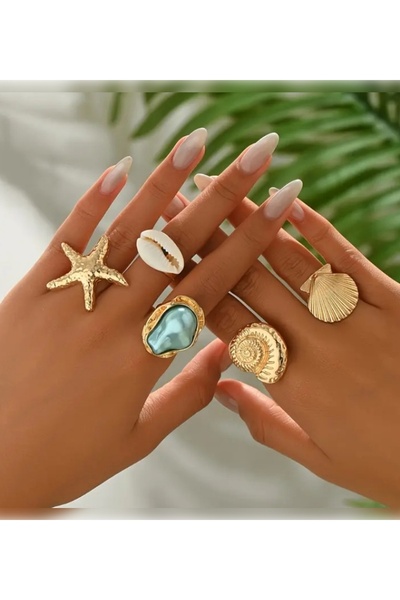 MURASSA BUTİK Deniz kızı İstiridye Yüzük Seti