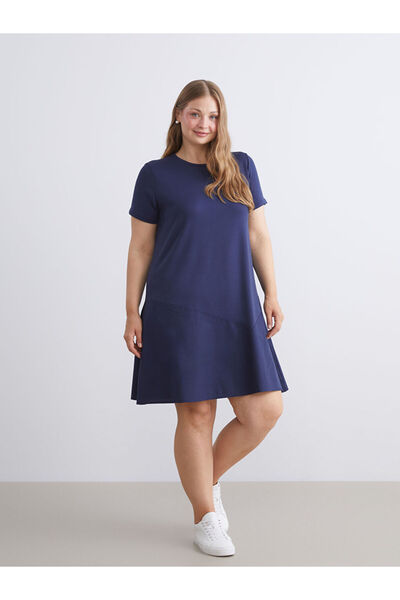 LC Waikiki Rochie MG TREND, albastru închis guler rotund A croială