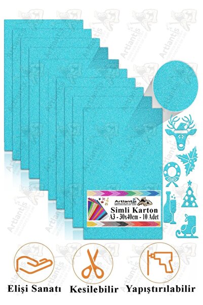 Artlantis Light Blue Glitter Cardboard A3 30X40 cm 1 Pack of 10 Glitter Backg...