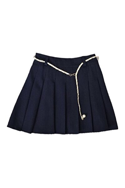 MASHASHOP Girls' Pleated School Skirt, Navy Blue, Size 7-8 Years