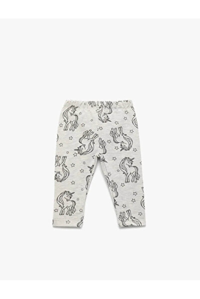 Koton Unicorn Printed Gray Baby Girl Leggings 6Wmg40068Ak