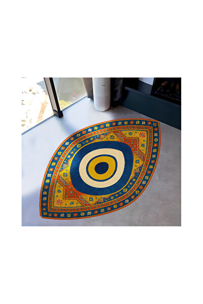 Rugs Modern Halı MOSSO Mavi Temalı Geometrik Desenli Dokuma Taban Modern Deko...