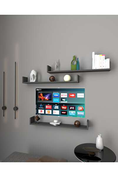 Kahraman Mobilya Aksesuarları Üçlü Uçan Raf - Tv Rafı - Duvar Rafı - Kitaplık...