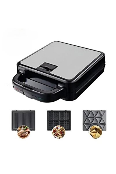 Generic Sandwich Maker 3 in 1 Interchangeable Plates for Samosa Waffle Grill Non-Stick Easy