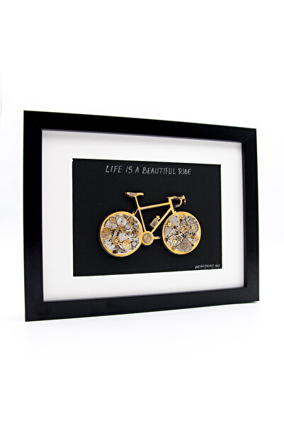 ArtMyWay Unique Painting LIFE IS A BEATIFUL RIDE - Steampunk Art (with clock parts and metal elements)