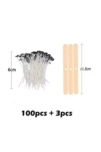 Choice مجموعة من 100 قطعة من فتائل الشموع القطنية المشمعة مقاس 6 سم مع حامل، ...