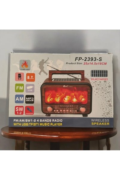 goldixpir ŞÖMİNE GÖRÜNÜMLÜ SOLAR NOSTALJİ RADYO BLUETOOTHLU USB FM RADYO