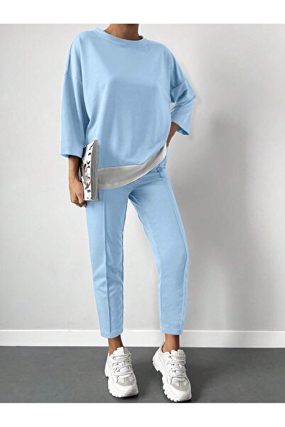 BLUSS Women's Blue Oversize Tracksuit Set - Comfortable Casual Sport Combination