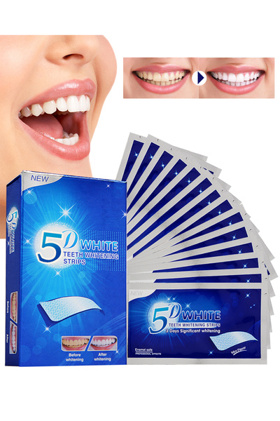 L&Wen شرائط تبييض الأسنان المتطورة 5D White، فعالة وسريعة، تبيض الأسنان في 3 أيام، سهلة الاستخدام، 14 زوجًا