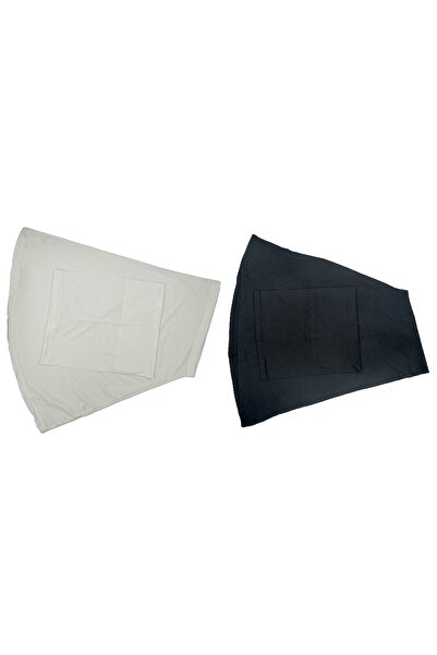 Perfectory Two Piece Hijab with Tube Cap, Easy to Wear, No Pins Required- Black & White Set