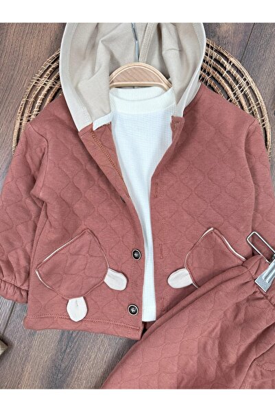 ADDA Cotton Hooded Quilted Cycling Collar 3-Piece Baby Boy Set