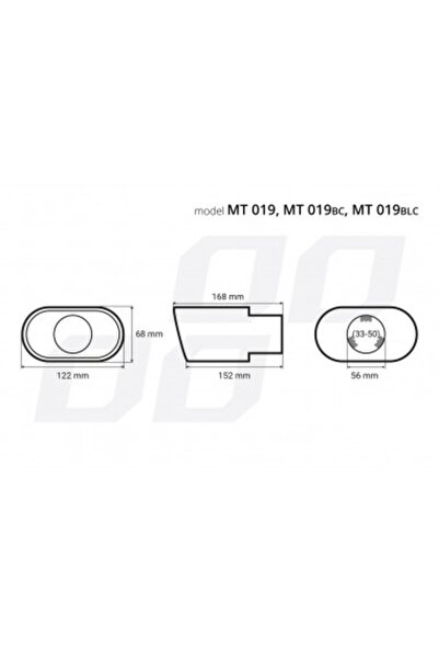 AMIO Stainless steel muffler trim, 33-50mm, Length 168mm MT 019