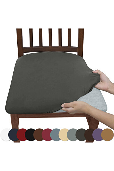 Choice 1 قطعة رمادي غامق 1/4/6 قطع غطاء كرسي حريري حليبي مرن بلون سادة، غطاء ...