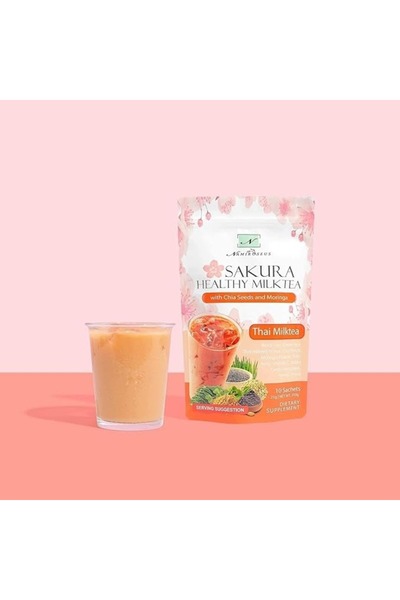 Sakura Healthy Milk Tea With Chia Seeds And Moringa