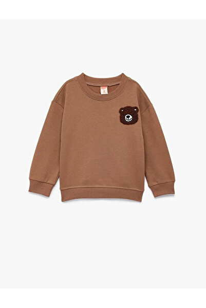 Koton Браун Беър Бродирана бебешка мъжка блуза 6Wmb10006Tk