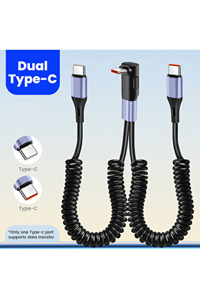 Choice 1.6 متر من النوع C إلى 2C 2 في 1 كابل شحن سريع USB منحني من USB A إلى ...