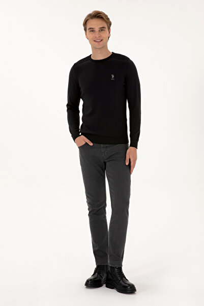 U.S. Polo Assn. Чоловічий Slim Fit велосипедний комір чорний базовий светр 50307779-VR046