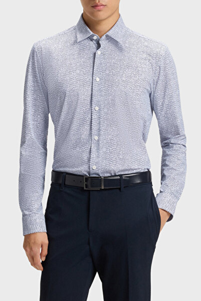 BOSS Desenli Slim Fit Gömlek Yaka Uzun Kollu Gömlek Erkek GÖMLEK 50545269 410