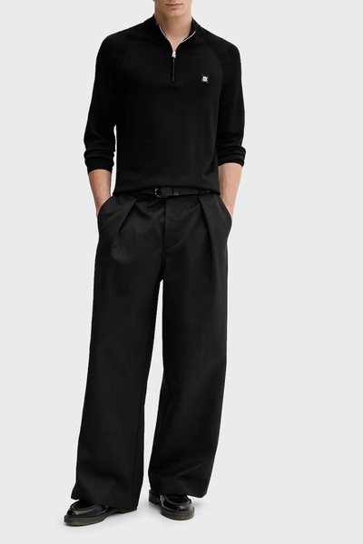 HUGO Logolu Regular Fit Yarım Fermuarlı Dik Yaka Kazak Erkek KAZAK 50543786 001