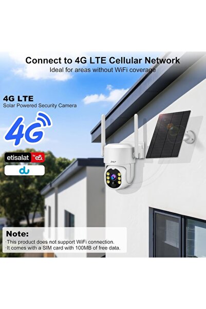 Generic 2NLF 4G LTE Cellular Solar Security Camera Wireless Outdoor, No WiFi Solar Powered 4MP Camera, 360°