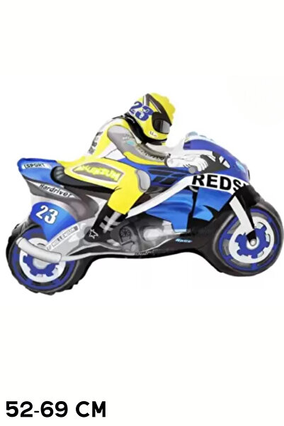 Baloncu Nene Büyük Mavi Yarış Motoru Folyo Balon Doğum Günü Helyum Doğum Günü Süs Kutlama Çocuk Doğum Günü