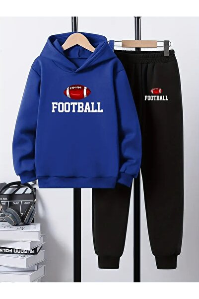 Cevval Детски комплект с качулка и спортен екип с принт, 3-слоен шерпа за есен/зима