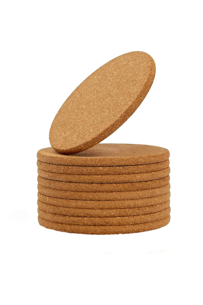 Choice Round One Size 10pcs Coasters 10pcs Natural Cork Coasters Round Wood M...