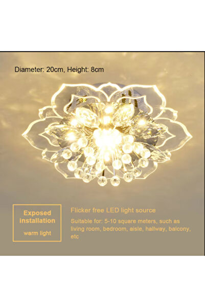 Choice مصباح سقف بلوري LED أصفر مكشوف مصباح سقف حديث على شكل زهرة مصباح مدخل غرفة المعيشة B