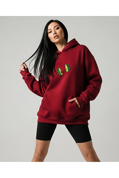 Bheka Concept هودي بقلنسوة كبير الحجم مطبوع عليه أفوكادو