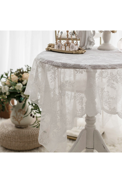 Choice 150x150cm white White Lace Tablecloth Vintage Embroidered Reception Table Cloth Decor Party Valentin