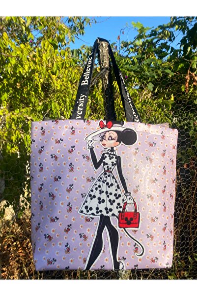 Huw Χειροποίητη γυναικεία τσάντα ώμου με φιγούρα και σχέδιο Minnie Mouse