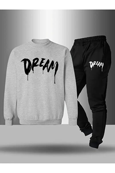 CROPSEL Children's Printed Crew Neck Sweatshirt and Sweatpants Set 3 Thread Raster for Autumn/Winter