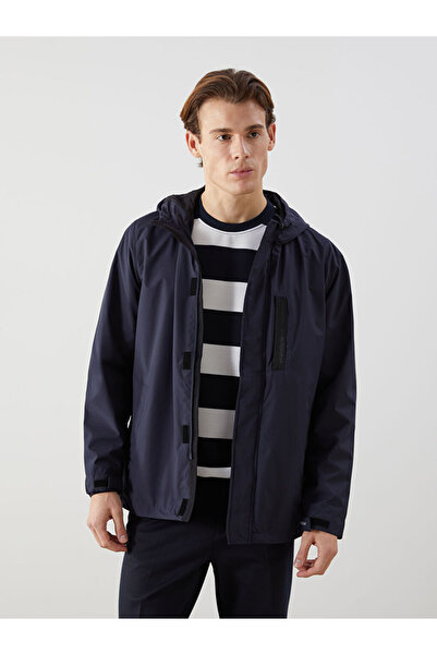 LC Waikiki Navy Blue Standard Fit Hooded Men's Coat